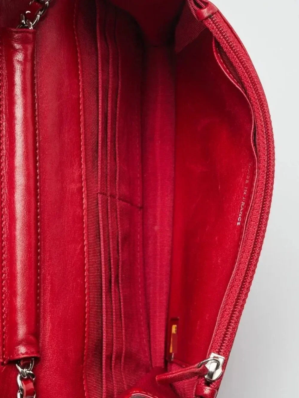 Chanel Red Quilted Patent Leather CC Classic WOC Clutch Bag